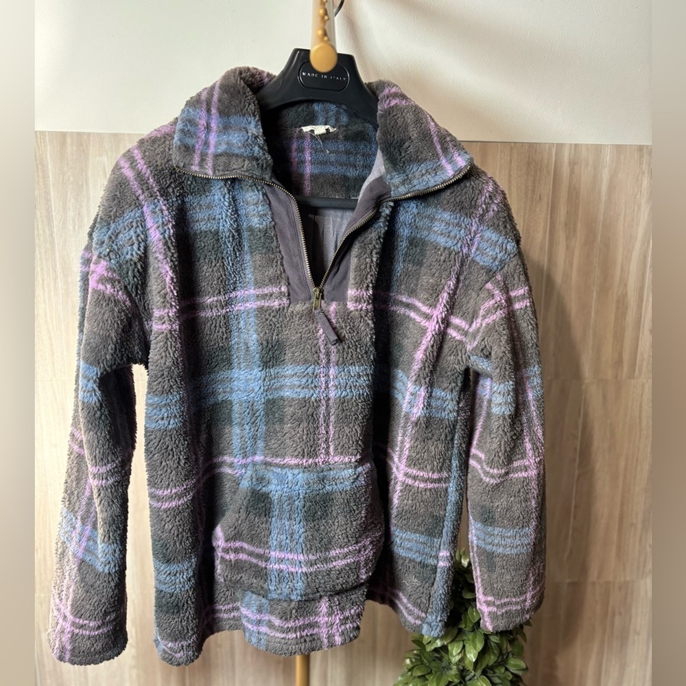 ODDY Plaid Fleece Sherpa Pullover